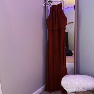 Bridesmaids Dress, Burnt Orange, Worn Once, has one stain that could be cleaned.